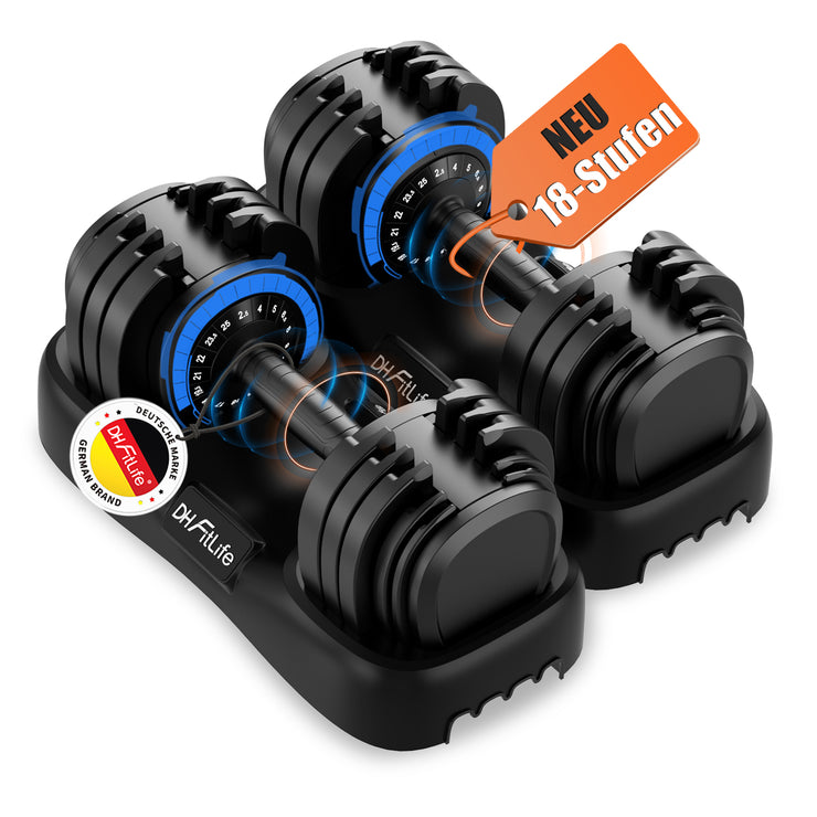 DH FitLife 2026 Neu Hantel Set – Verstellbare Kurzhanteln 2,5 bis 25 KG mit 18 Gewichtsstufen | Hantelset Kurzhantel mit Gewichten | Dumbbell Set für Männer & Frauen