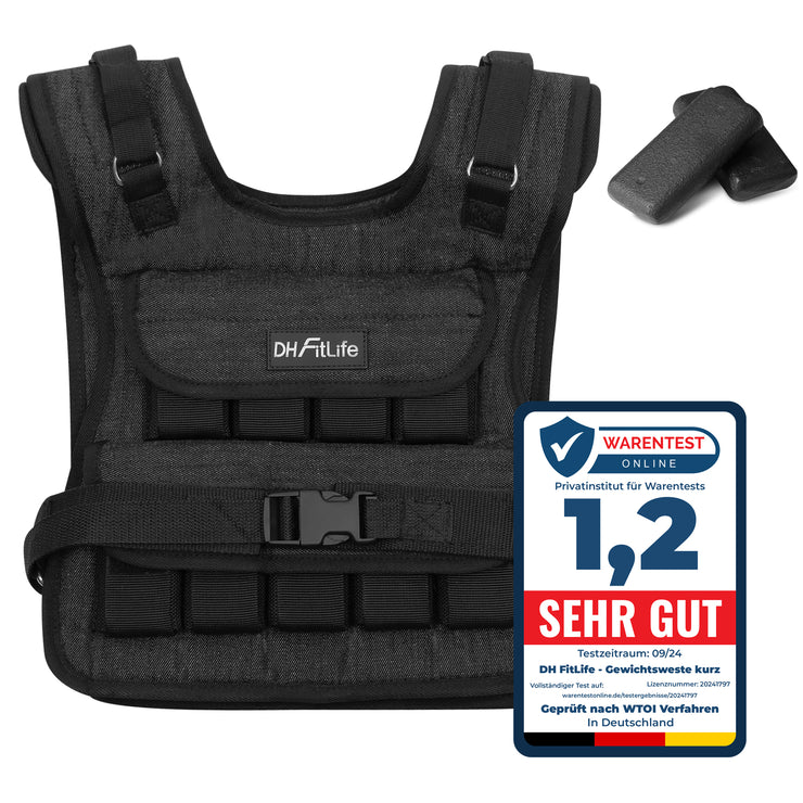 DH FitLife Verstellbare Gewichtsweste 10kg/20kg Kompakt u. Stabil zum Muskelaufbau u. Krafttraining