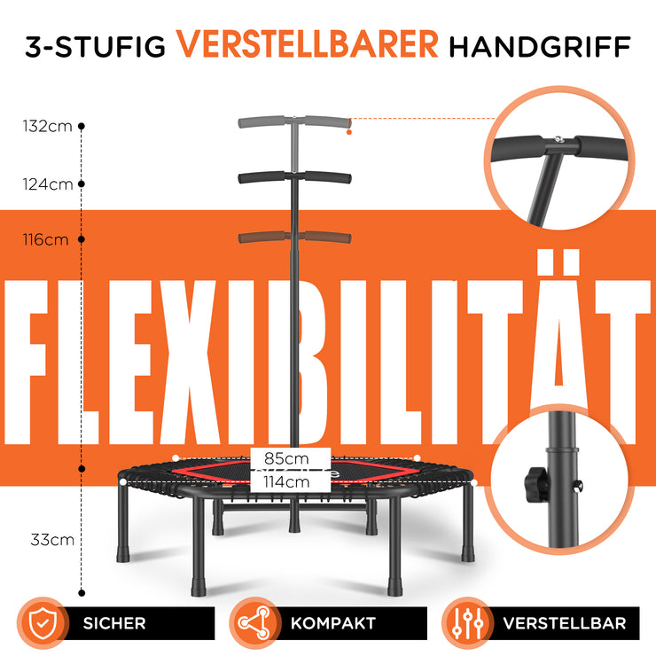 DH FitLife Fitness Indoor Trampolin, Ø 114 cm, 45 Zoll, Mini Trampolin für Cross Jumping, Tragfähigkeit 150 kg