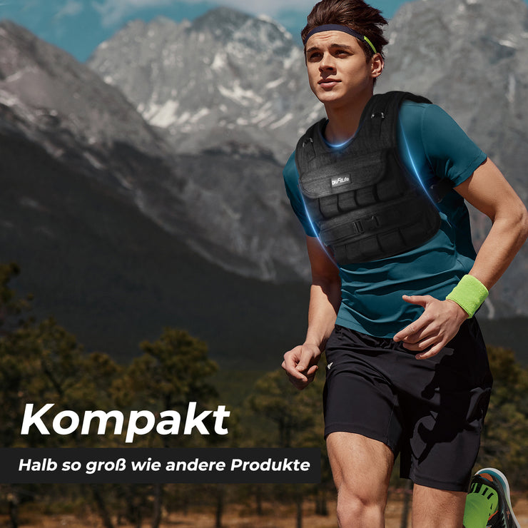 DH FitLife Verstellbare Gewichtsweste 10kg/20kg Kompakt u. Stabil zum Muskelaufbau u. Krafttraining