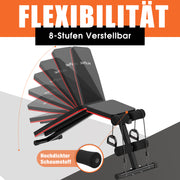 DH FitLife Klappbare 8 in 1 Hantelbank | 80% Platzsparend Trainingsbank für Ganzkörpertraining Zuhause | Verstellbare Fitnessbank & Schrägbank, Bauchmuskeltrainer für Home Gym