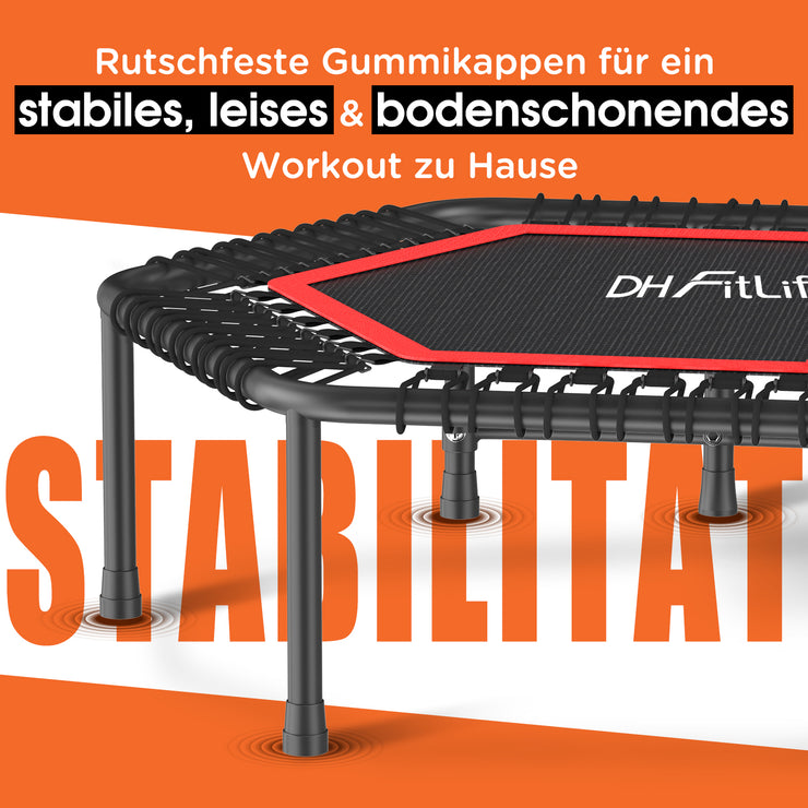 DH FitLife Fitness Indoor Trampolin, Ø 114 cm, 45 Zoll, Mini Trampolin für Cross Jumping, Tragfähigkeit 150 kg