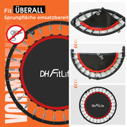 DH Fitlife Klappbares Fitness Trampolin, 4 Verstellbare Handgriffe, Leise und Stabil für Kinder & Erwachsene