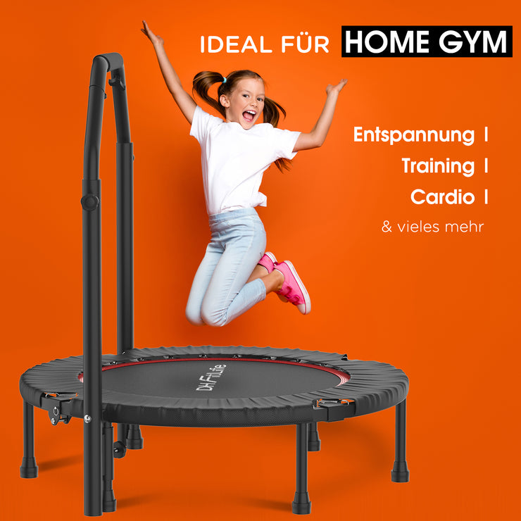 DH Fitlife Klappbares Fitness Trampolin, 4 Verstellbare Handgriffe, Leise und Stabil für Kinder & Erwachsene