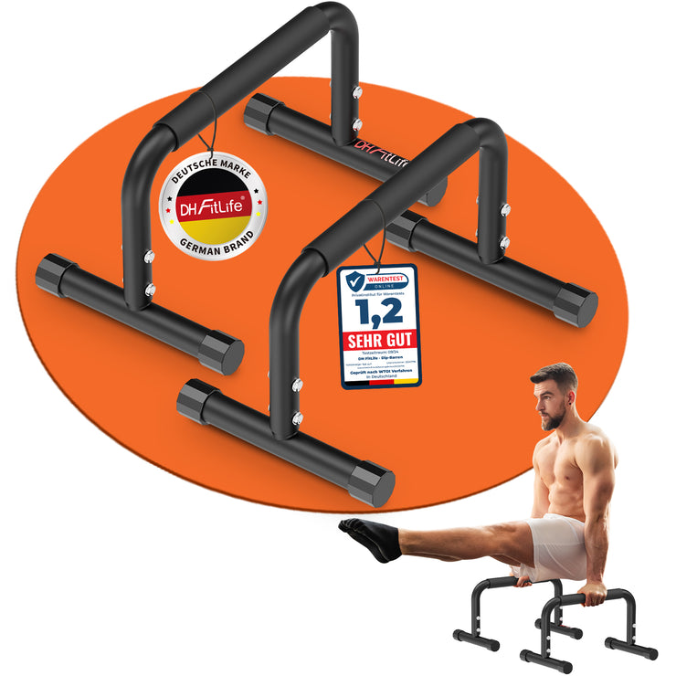 DH FitLife Verstellbare Bars (30-35cm) für Calisthenics | 2 Stufige Liegestützgriffe & Parallettes