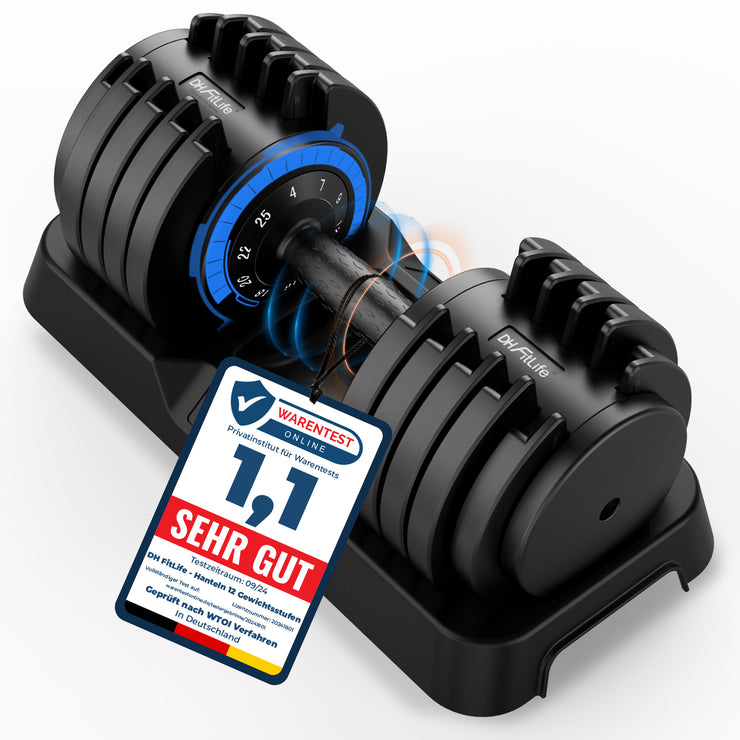 DH FitLife 25kg verstellbare Hanteln 4 bis 25 KG mit 10 Gewichtsstufen, Kurzhanteln Hanteln Set mit Hantelscheiben, Variable Gewichte 10 in 1