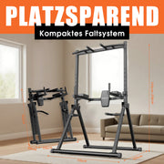 DH FitLife Faltbar Power Tower Dip Station bis 210kg | Klimmzugstange Freistehend mit Dip Barren u. Rückentrainer | Kraftstation Kraftturm | Fitness Station | Power Rack for Home Gym