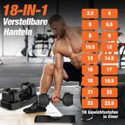 DH FitLife 2026 Neu Hantel Set – Verstellbare Kurzhanteln 2,5 bis 25 KG mit 18 Gewichtsstufen | Hantelset Kurzhantel mit Gewichten | Dumbbell Set für Männer & Frauen