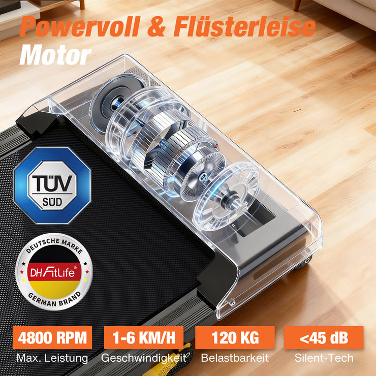 DH FitLife Walking Pad TÜV geprüft 1-6km/h mit 6% Steigung