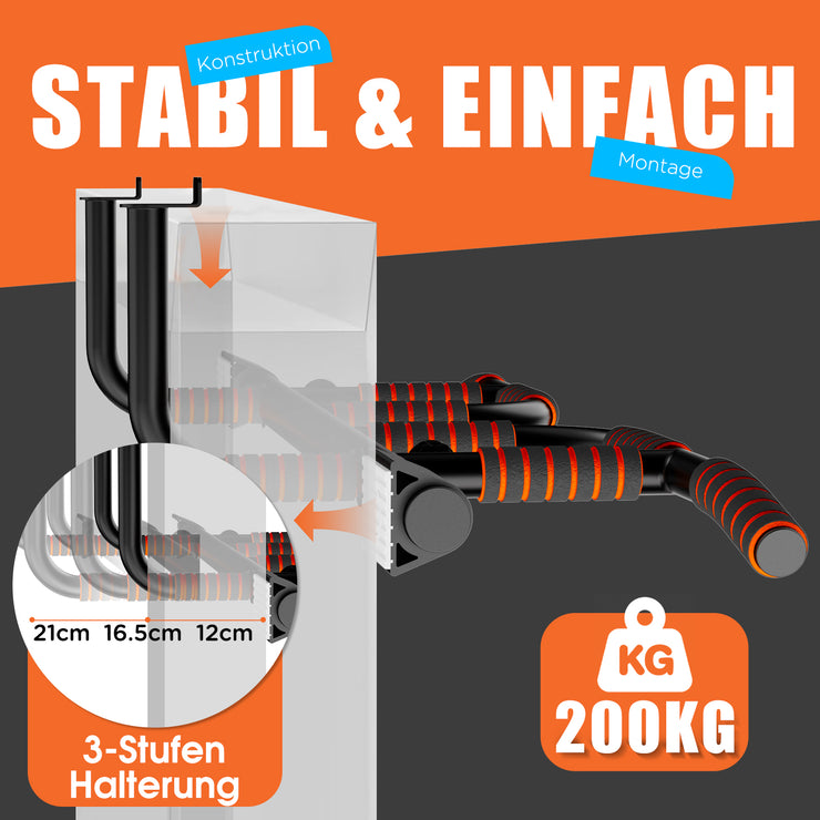 DH FitLife Klimmzugstange Türrahmen ohne Schrauben kein Abrutschen mit Multigriff-Positionen