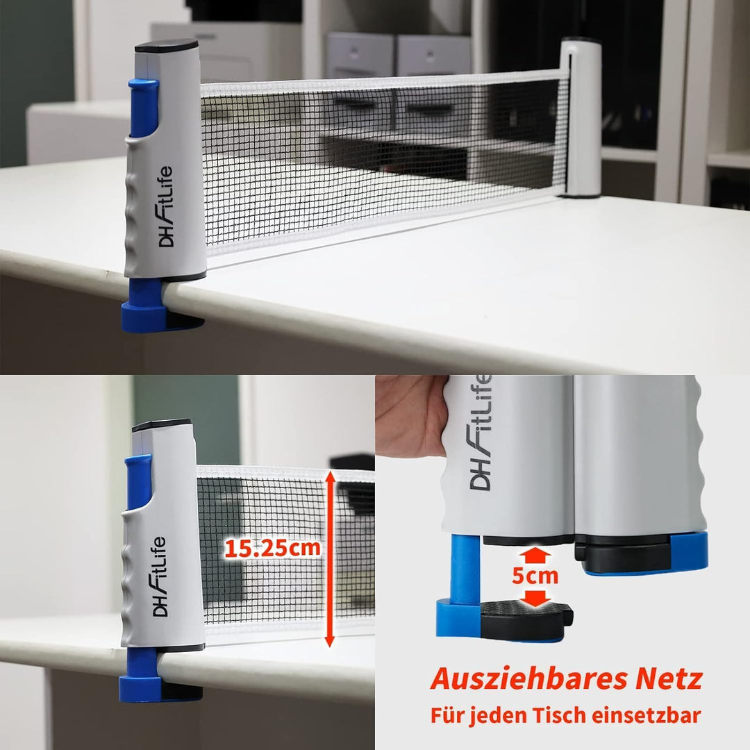 Sporgo Tischtennis Set - 2 Schläger, 4 Bälle & Mobiles Netz Für Unterwegs