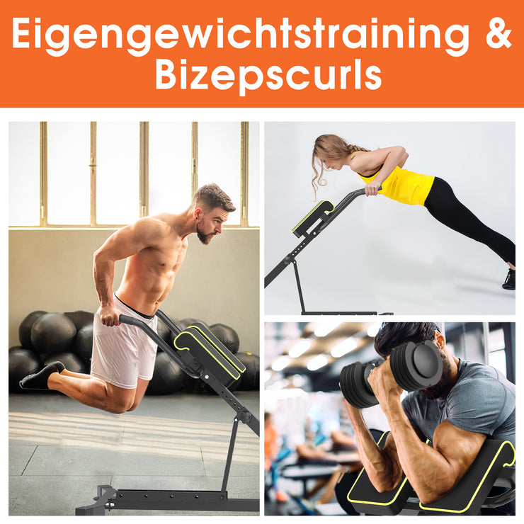 DH Fitlife 5-in-1 Rückenstrecker & Bauchmuskeltrainer – Klappbarer Roman Chair, Verstellbar, Multifunktionale Hantelbank für Zuhause