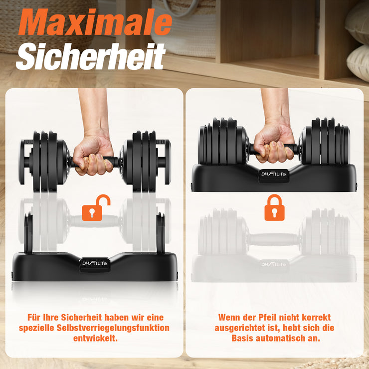 DH FitLife 2026 Neu Hantel Set – Verstellbare Kurzhanteln 2,5 bis 25 KG mit 18 Gewichtsstufen | Hantelset Kurzhantel mit Gewichten | Dumbbell Set für Männer & Frauen