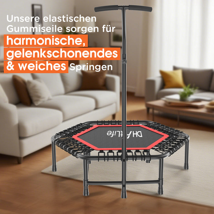 DH FitLife Fitness Indoor Trampolin, Ø 114 cm, 45 Zoll, Mini Trampolin für Cross Jumping, Tragfähigkeit 150 kg