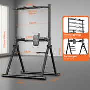 DH FitLife Faltbar Power Tower Dip Station bis 210kg | Klimmzugstange Freistehend mit Dip Barren u. Rückentrainer | Kraftstation Kraftturm | Fitness Station | Power Rack for Home Gym