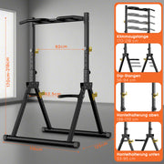 DH FitLife Faltbar Power Tower Dip Station | Klimmzugstange Freistehend bis 300kg mit Dip Barren u. Hantelablagen