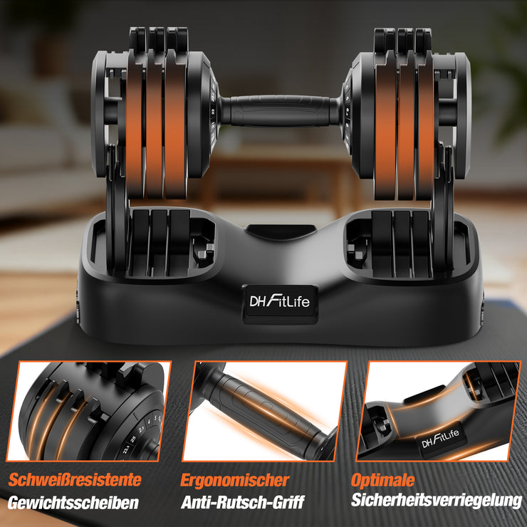 DH FitLife 2026 Neu Hantel Set – Verstellbare Kurzhanteln 2,5 bis 25 KG mit 18 Gewichtsstufen | Hantelset Kurzhantel mit Gewichten | Dumbbell Set für Männer & Frauen
