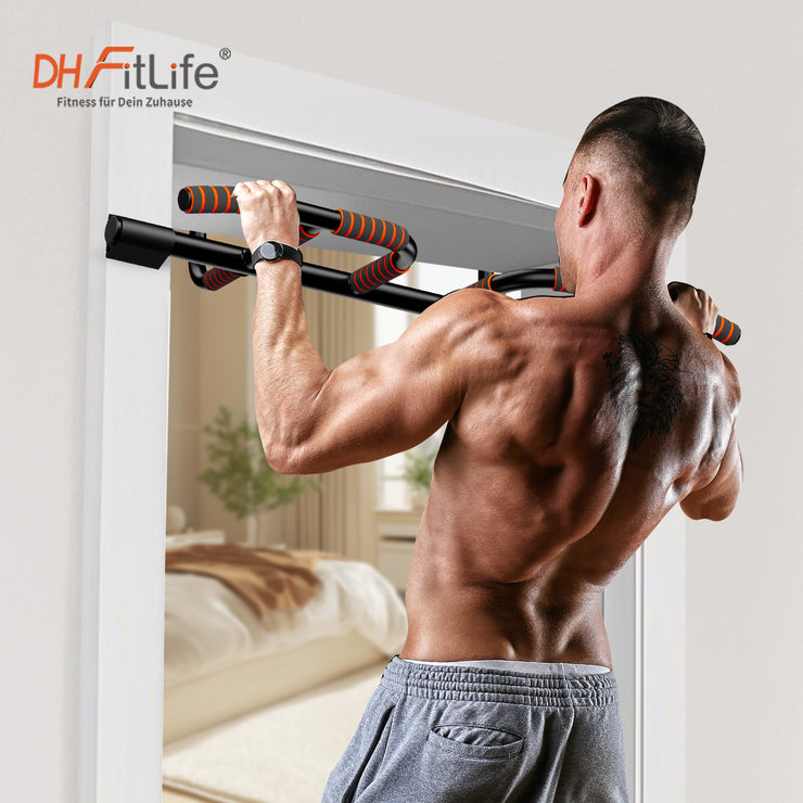 DH FitLife Klimmzugstange Türrahmen ohne Schrauben kein Abrutschen mit Multigriff-Positionen