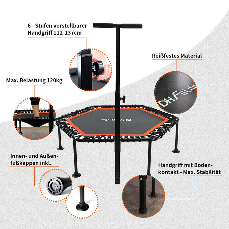 DH FitLife Fitness Trampolin klappbar
