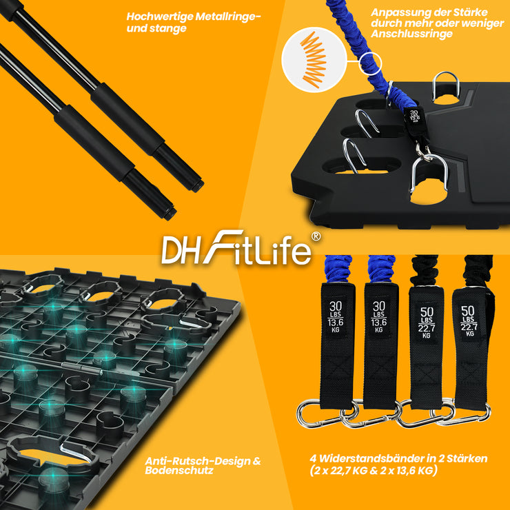 DH FitLife vollständiges Heimtrainingspaket, klappbare Fitnessgeräte für Zuhause